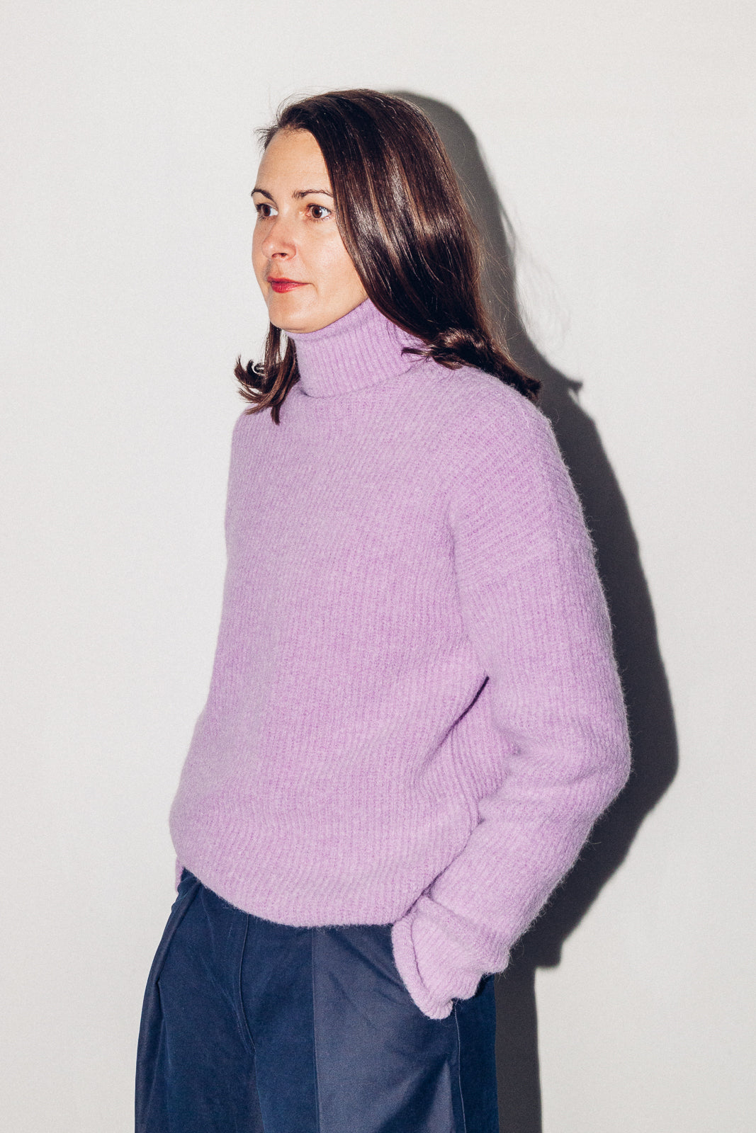 Lilac alpaca turtleneck sweater