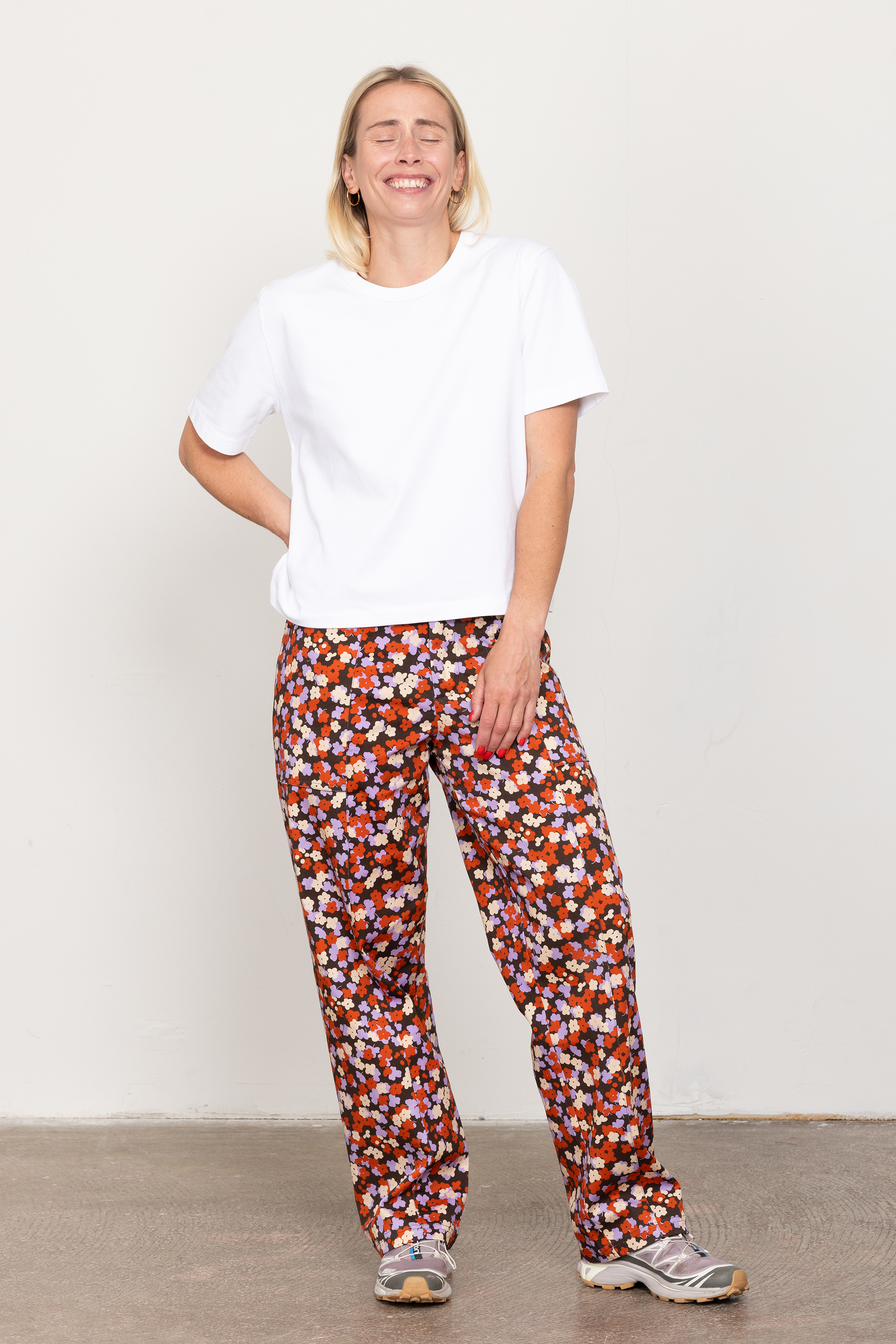 Flower straight leg trousers