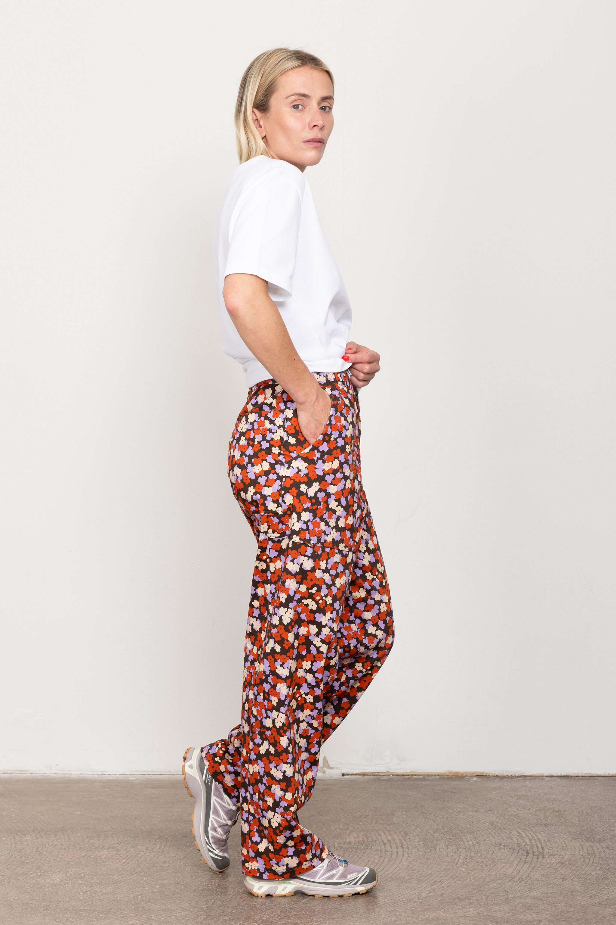 Flower straight leg trousers