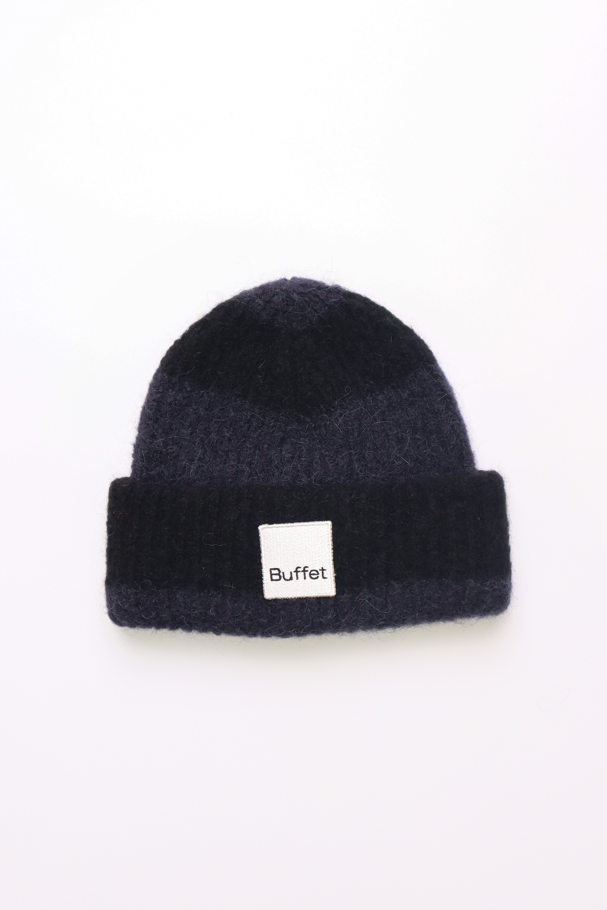 Stripe double fold mohair beanie