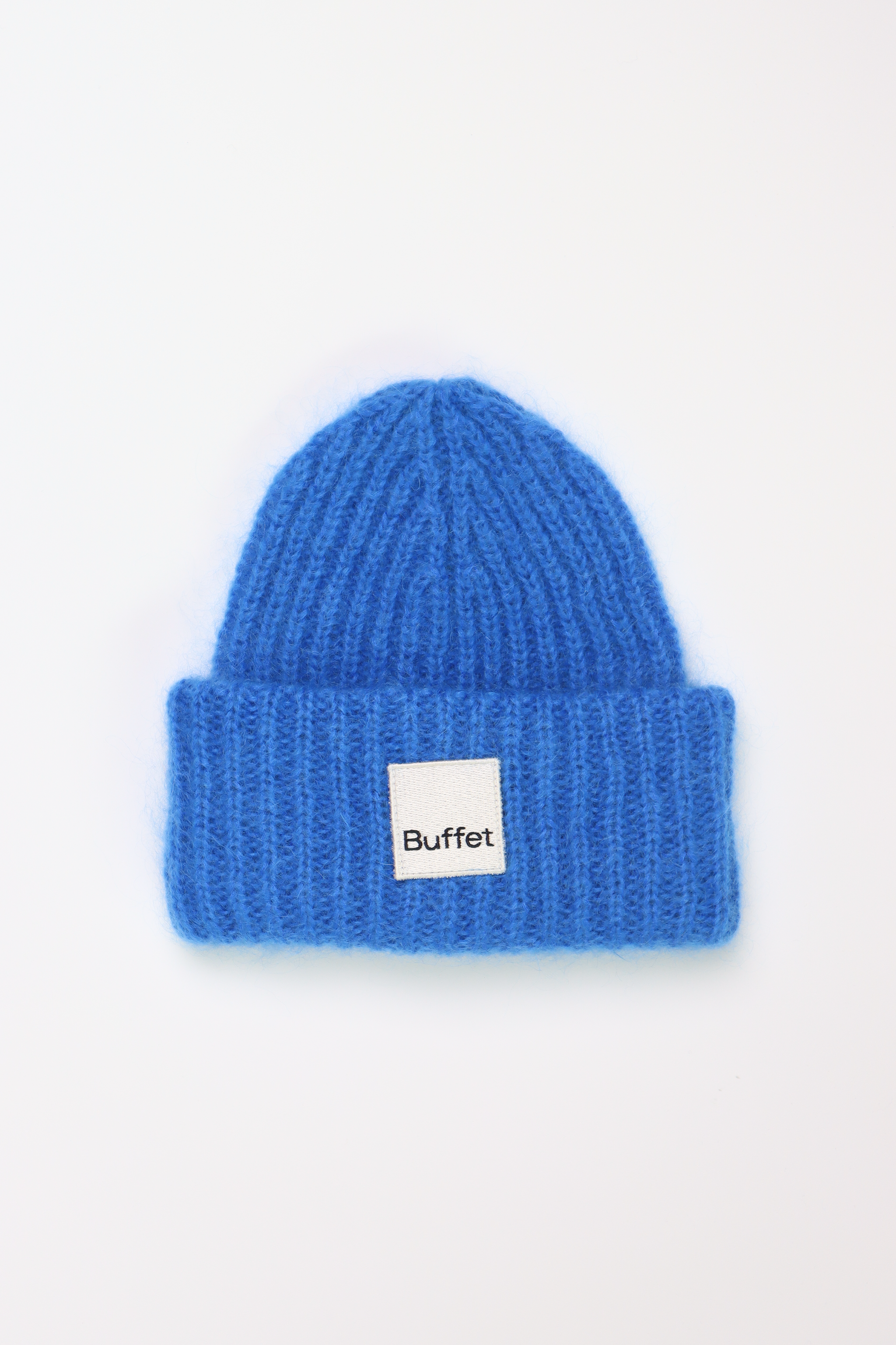 Blue chunky mohair beanie