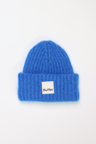 Blue chunky mohair beanie