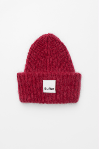 Burgundy chunky mohair beanie