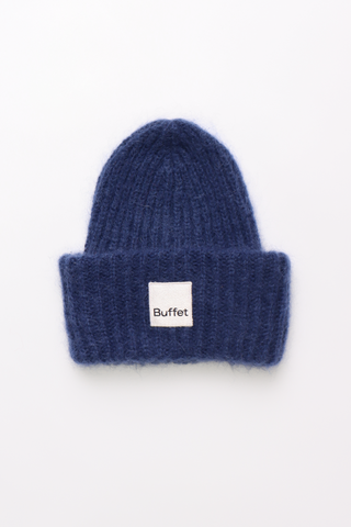 Dark blue chunky mohair beanie