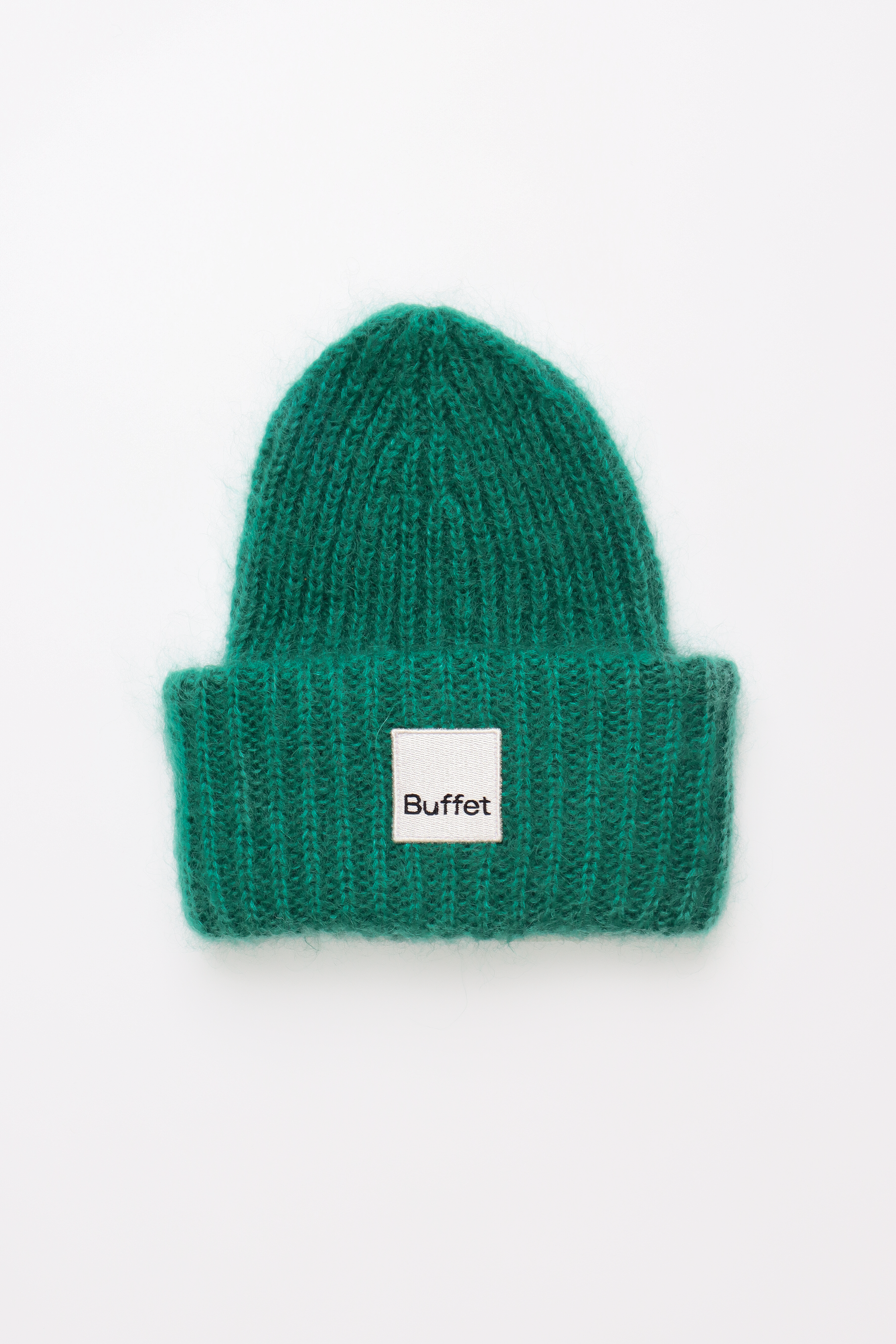 Green chunky mohair beanie