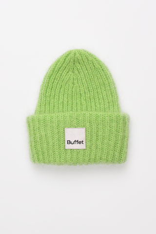 Light green chunky mohair beanie